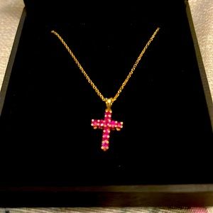 14kt gold and ruby cross